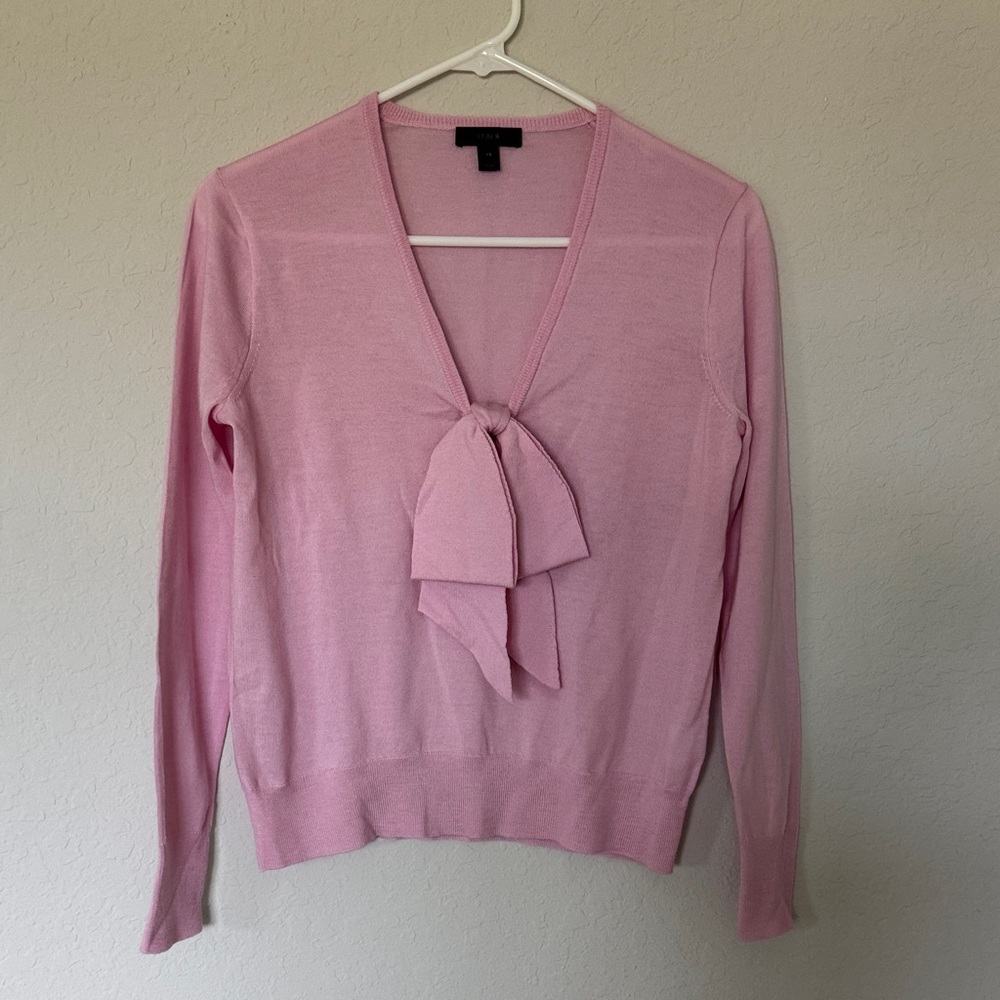 J. Crew Light Pink Sweater with Bow Accent
